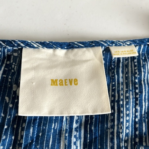 Anthropologie Maeve Blue Orchid Island Short Sleeve Boho Blouse Top Cotton 0 - Picture 7 of 10
